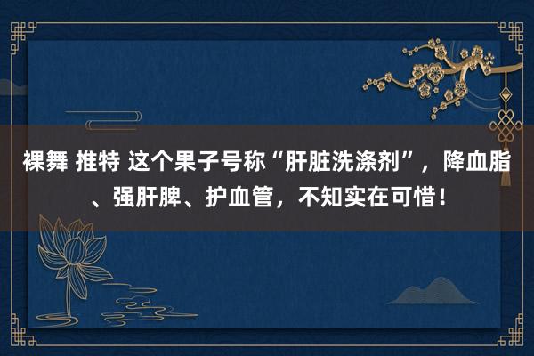 裸舞 推特 这个果子号称“肝脏洗涤剂”，降血脂、强肝脾、护血管，不知实在可惜！