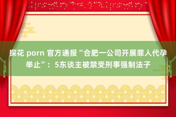 探花 porn 官方通报“合肥一公司开展罪人代孕举止”：5东谈主被禁受刑事强制法子