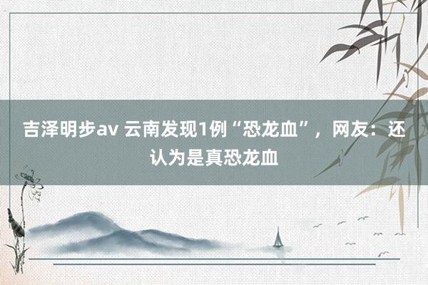 吉泽明步av 云南发现1例“恐龙血”，网友：还认为是真恐龙血
