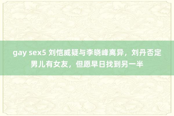 gay sex5 刘恺威疑与李晓峰离异，刘丹否定男儿有女友，但愿早日找到另一半