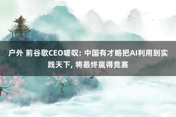 户外 前谷歌CEO嗟叹: 中国有才略把AI利用到实践天下， 将最终赢得竞赛