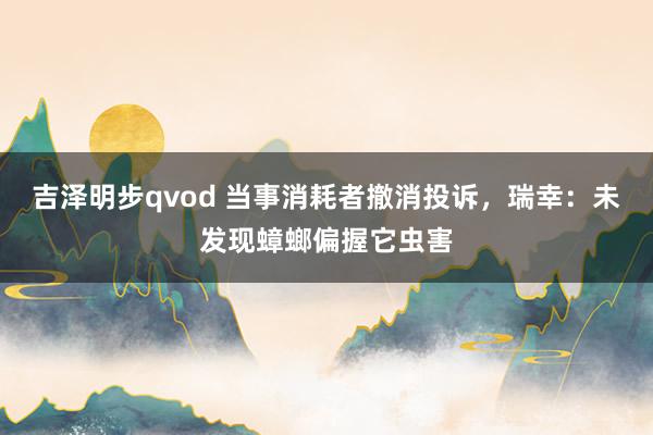 吉泽明步qvod 当事消耗者撤消投诉，瑞幸：未发现蟑螂偏握它虫害