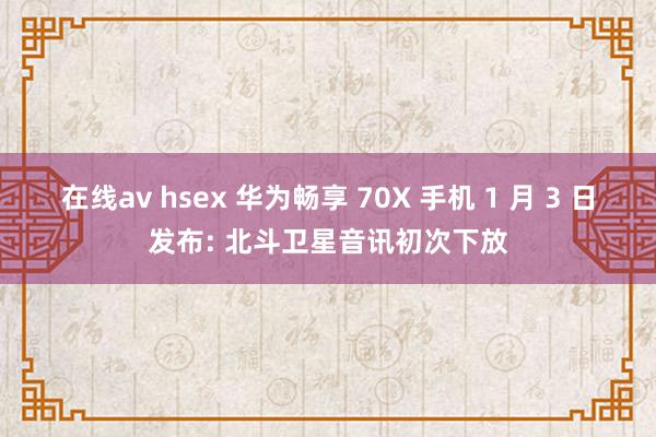 在线av hsex 华为畅享 70X 手机 1 月 3 日发布: 北斗卫星音讯初次下放