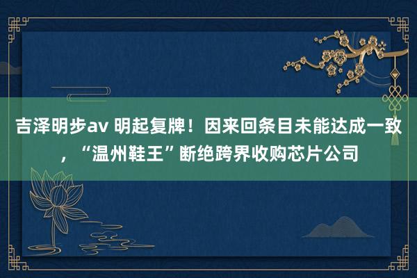 吉泽明步av 明起复牌！因来回条目未能达成一致，“温州鞋王”断绝跨界收购芯片公司