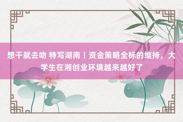 想干就去吻 特写湖南丨资金策略全标的维持,大学生在湘创业环境越来越好了