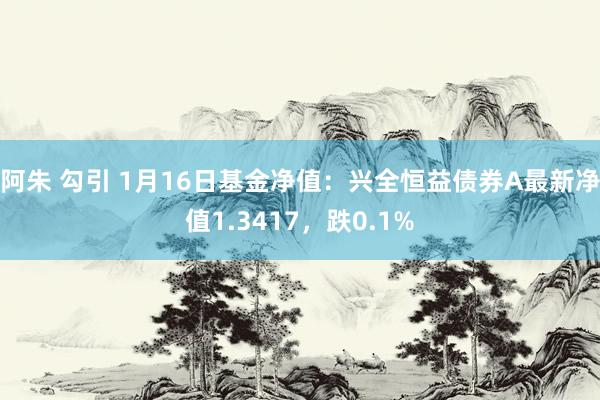 阿朱 勾引 1月16日基金净值：兴全恒益债券A最新净值1.3417，跌0.1%