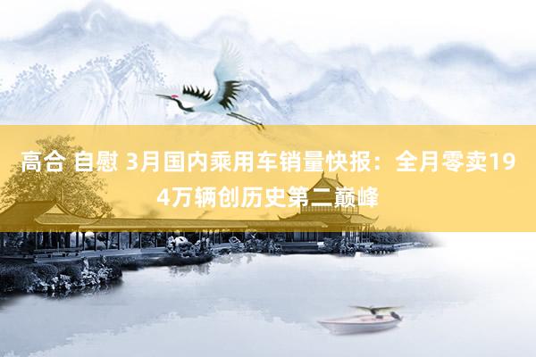 高合 自慰 3月国内乘用车销量快报：全月零卖194万辆创历史第二巅峰